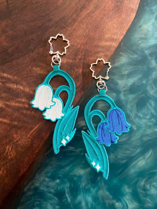 Lily of the Valley Embroidered Jet Tag Keychain