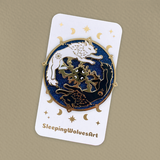 Day & Night Wolves Cycle Spinning Pin