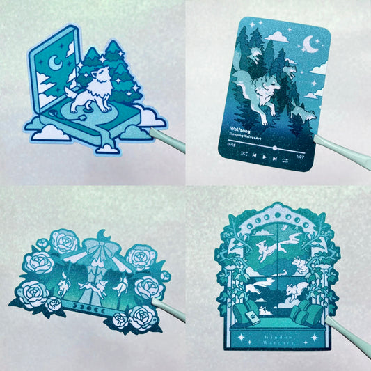 Sparkly Wolfsong Vinyl Stickers
