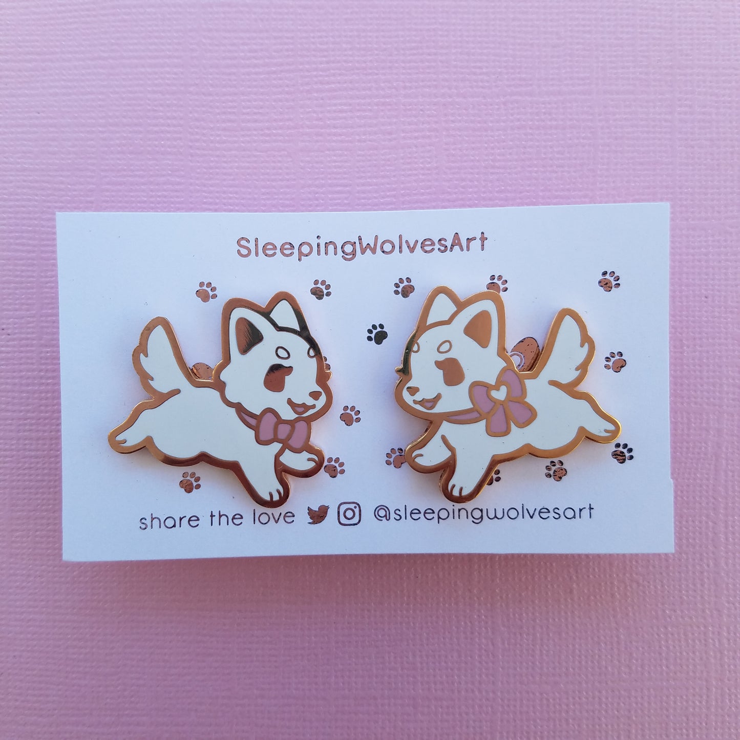 Pastel Puppy Collar Pins - Pink