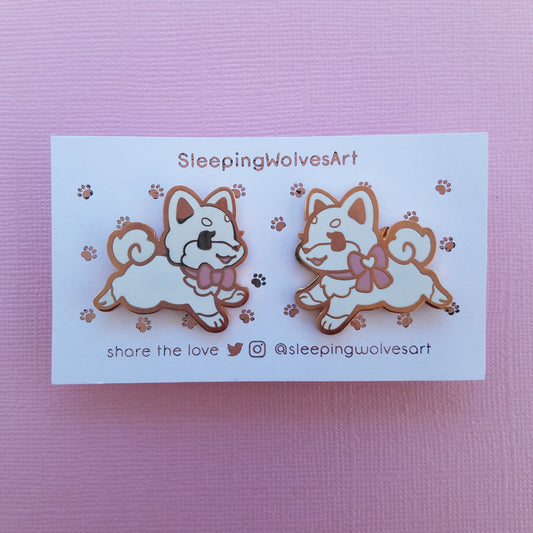 Cream Shiba Inu Puppy Collar Pins