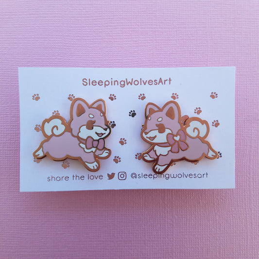 Pink Shiba Inu Puppy Collar Pins