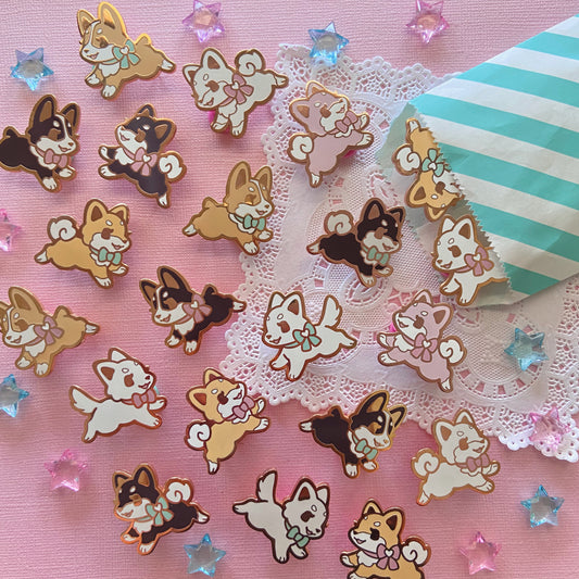 B-GRADE: Bowtie & Ribbon Puppy Pins!