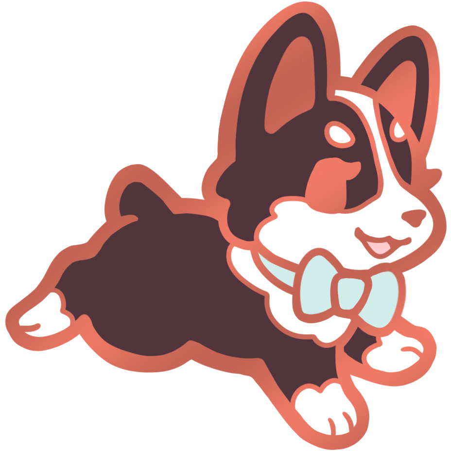 Corgi Puppy Collar Pins - Black Mint