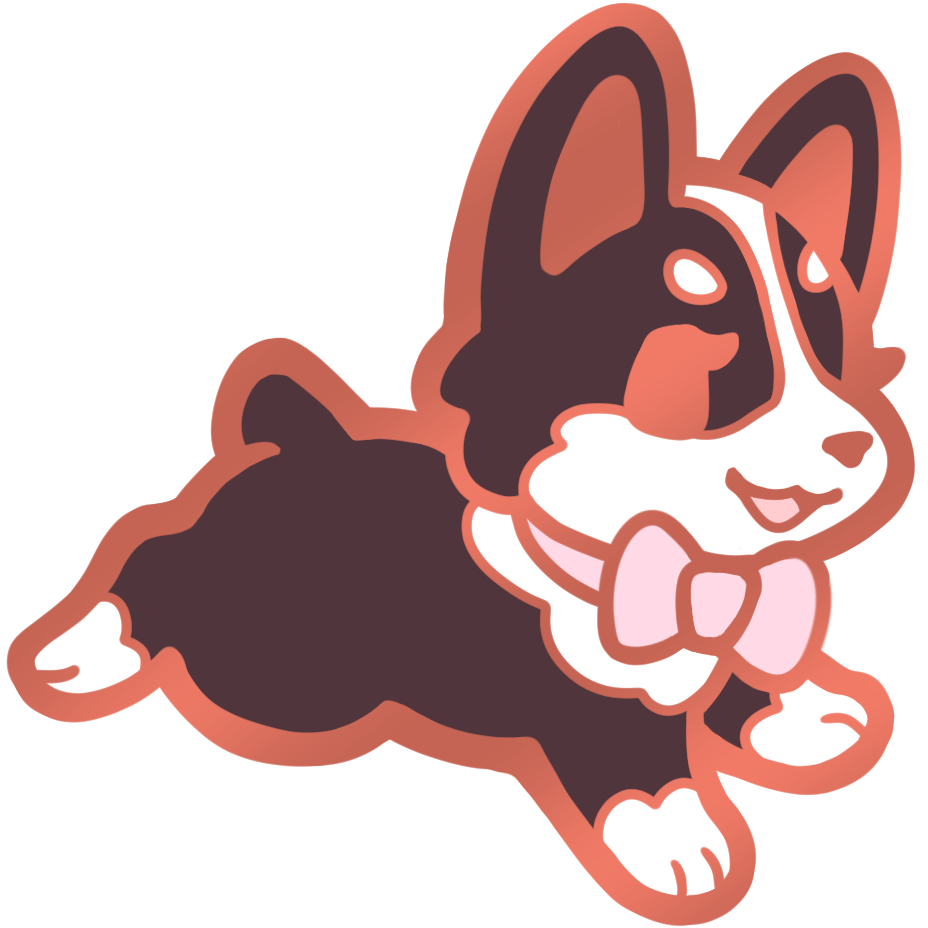 Corgi Puppy Collar Pins - Black Pink