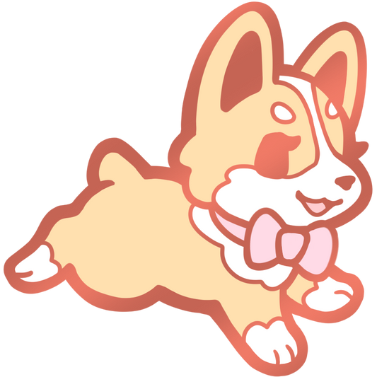 Corgi Puppy Collar Pins - Orange Pink