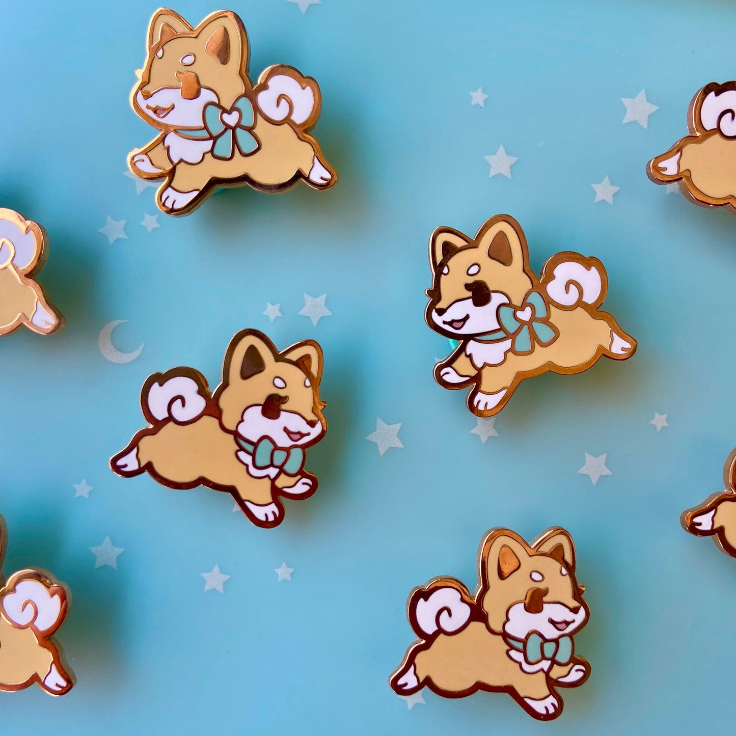 Shiba Inu Puppy Collar Pins - Red Mint