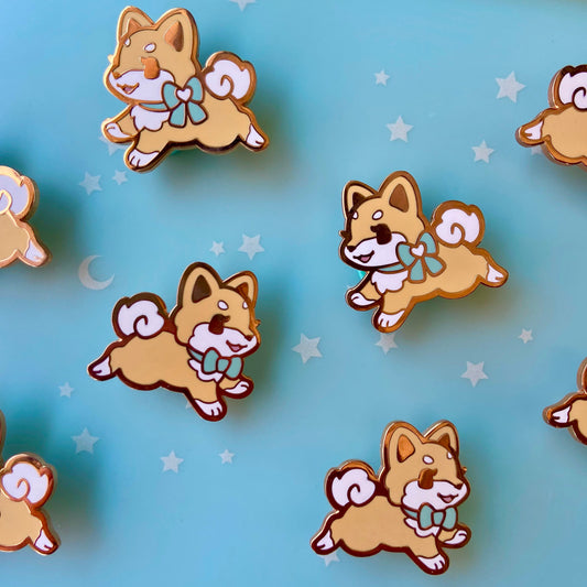 Shiba Inu Puppy Collar Pins - Red Mint