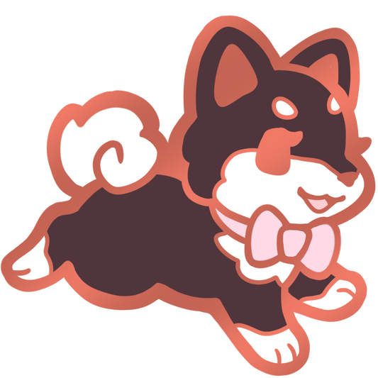 Shiba Inu Puppy Collar Pins - Black Pink