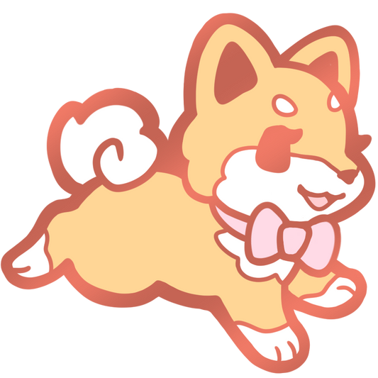 Shiba Inu Puppy Collar Pins - Red Pink