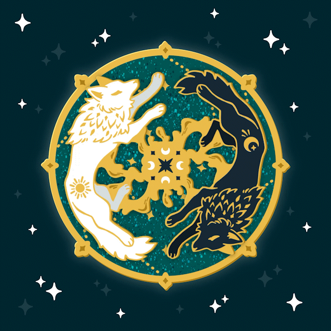 Day & Night Wolves Cycle Spinning Pin