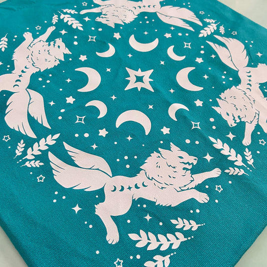 Wolf Tote Bag - Teal