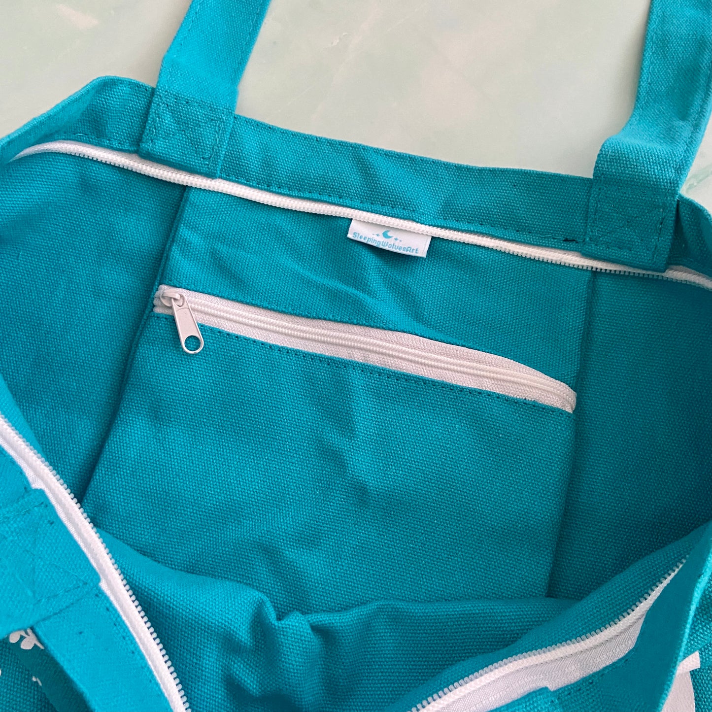 Wolf Tote Bag - Teal