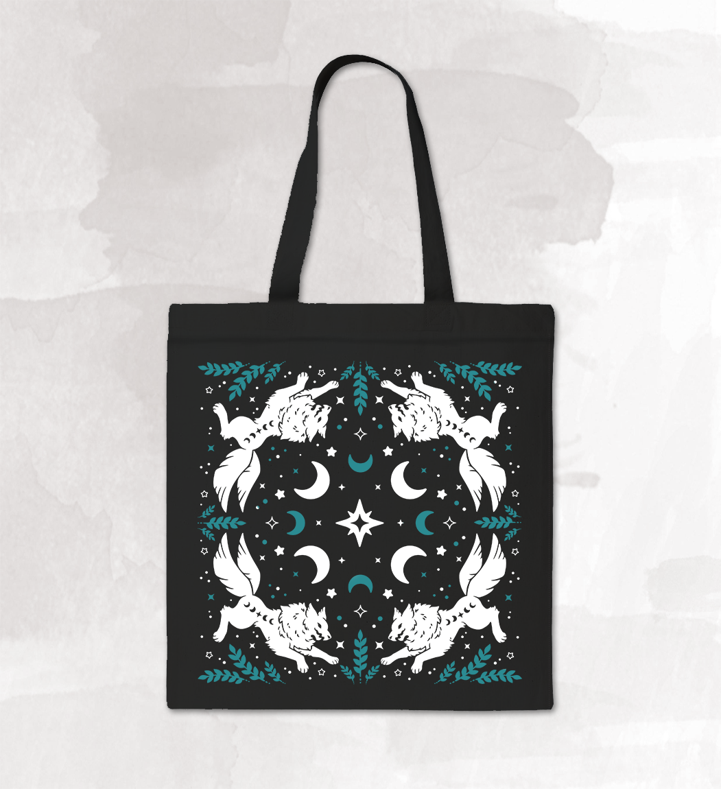 Wolf Tote Bag - Black