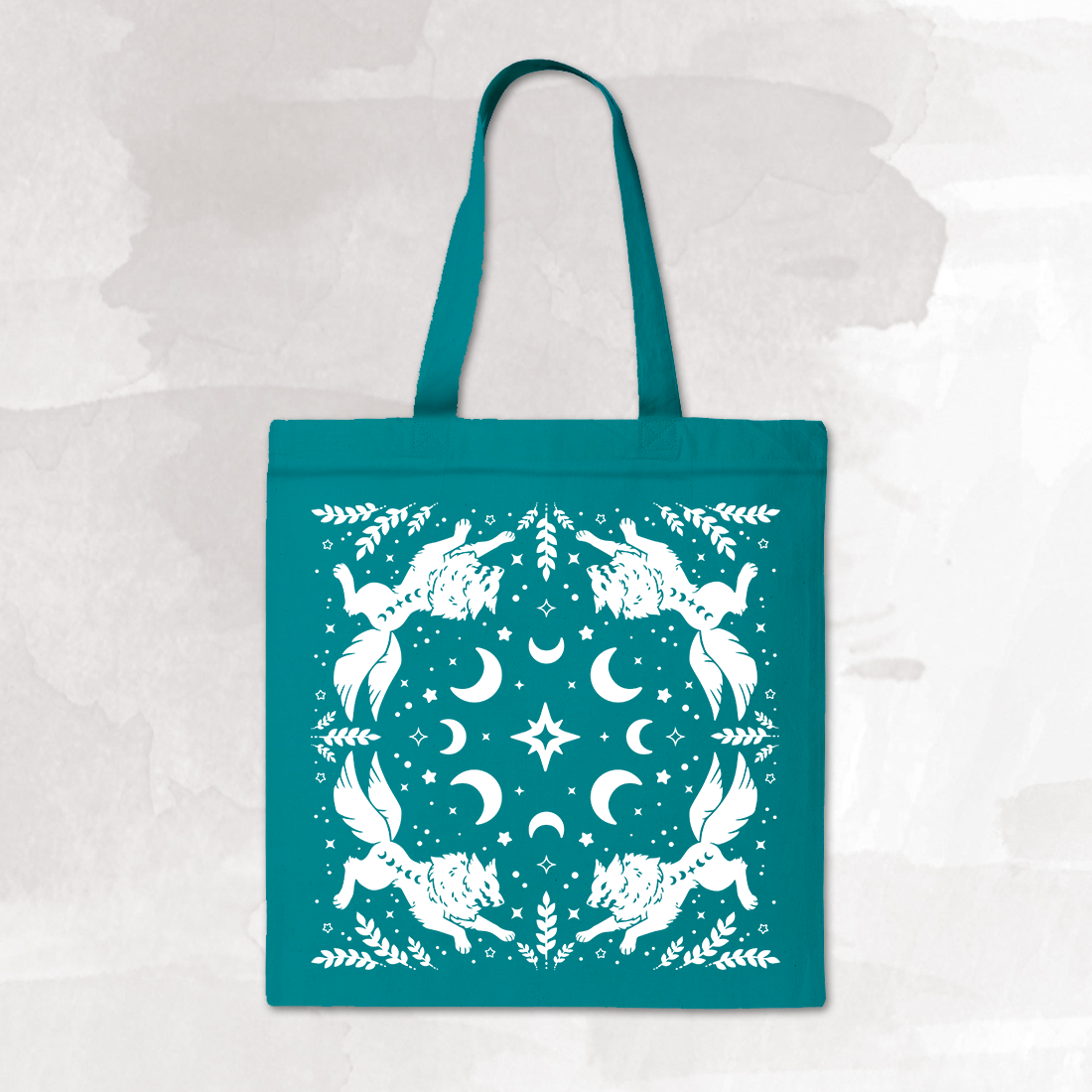 Wolf Tote Bag - Teal