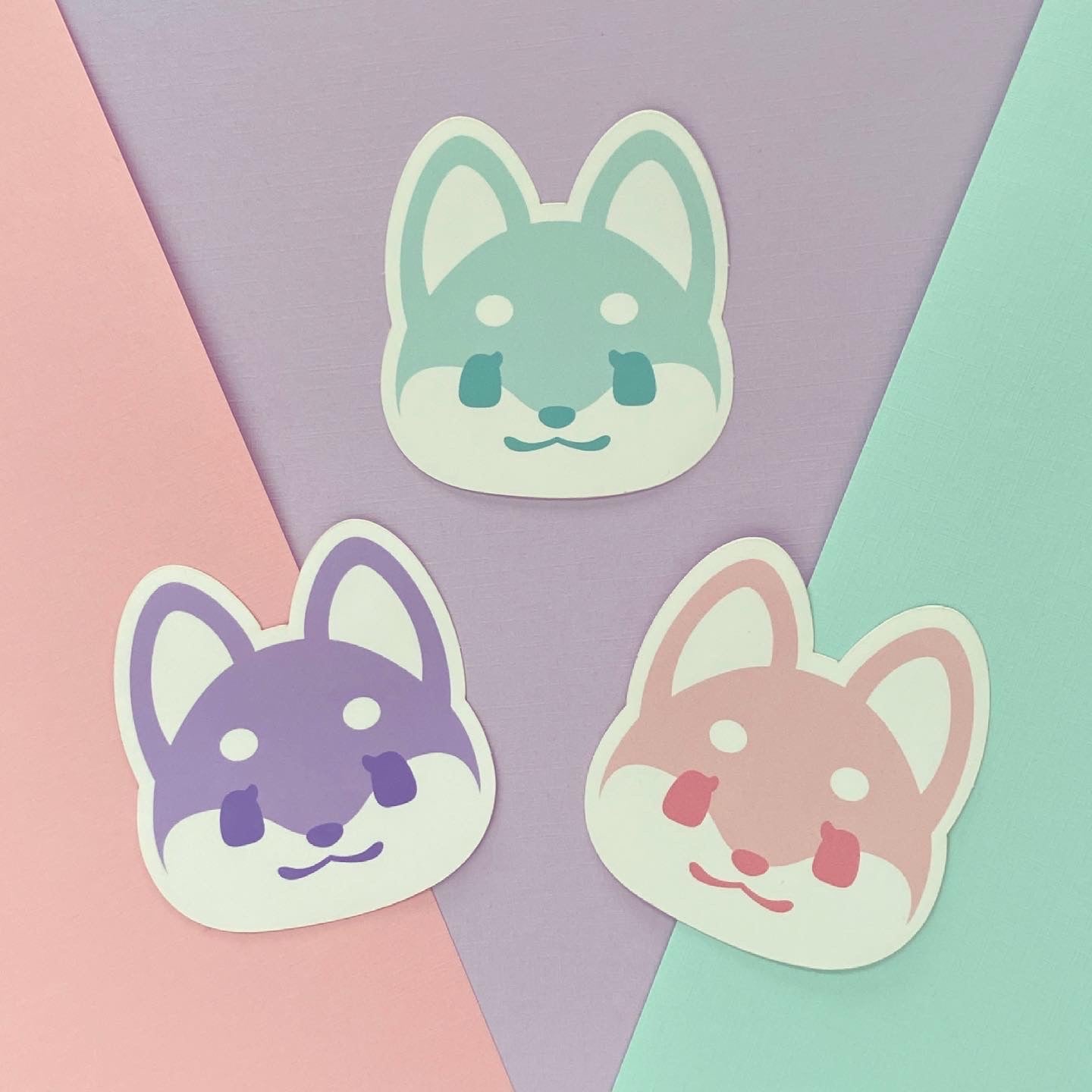 Pastel Doggo Head Stickers