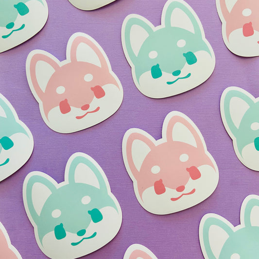 Pastel Doggo Head Stickers