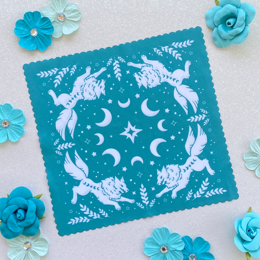 Teal Wolf Microfiber Cleaning Cloth