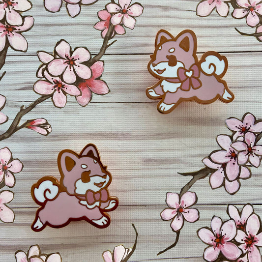 Pink Shiba Inu Puppy Collar Pins
